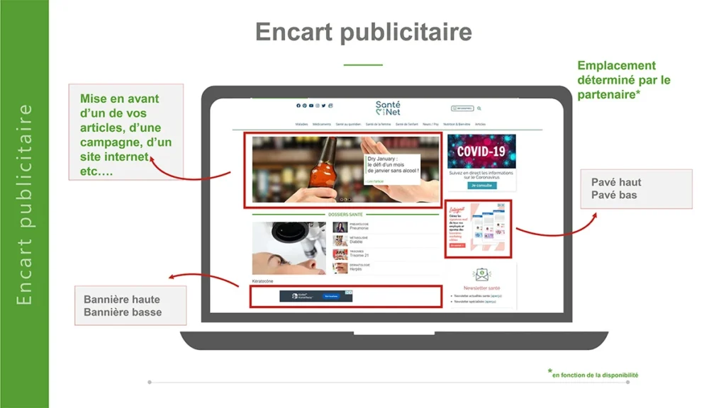 Encart publicitaire pour les professionnels de la santé